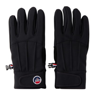 Shop Fusalp Black Glacier M Leather & Nylon Gloves In 010 Noir