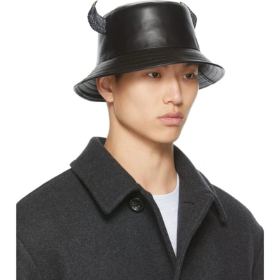 Shop Givenchy Leather Horn Bucket Hat In 001-black