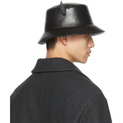 Shop Givenchy Leather Horn Bucket Hat In 001-black