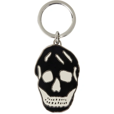Shop Alexander Mcqueen Black & White Skull Keychain In 1006 8126+sm.white/b