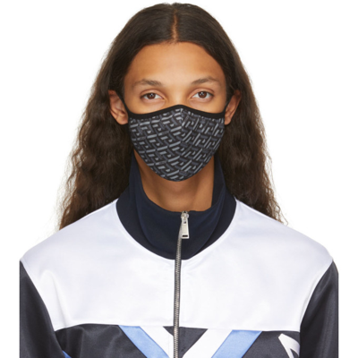 Shop Versace Black & Grey Logo Face Mask In 5b050 Grey
