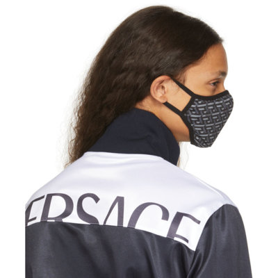 Shop Versace Black & Grey Logo Face Mask In 5b050 Grey