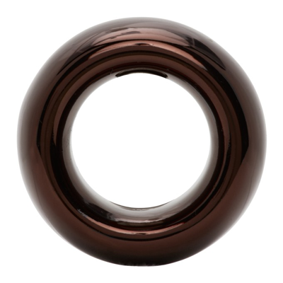 Shop Bottega Veneta Brown Metallic Thick Ring In 2234 Brownie