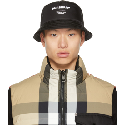 Shop Burberry Black Padded Satin Bucket Hat