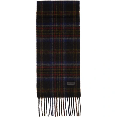 Shop Saint Laurent Cashmere Check Scarf In 1088 Black/multi