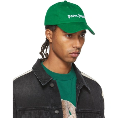Shop Palm Angels Green Logo Cap In Green White