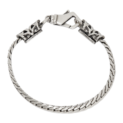 Shop Emanuele Bicocchi Herringbone Chain Bracelet In Silver