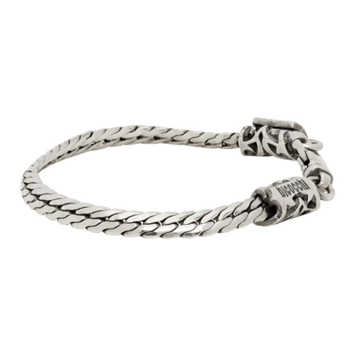 Shop Emanuele Bicocchi Herringbone Chain Bracelet In Silver