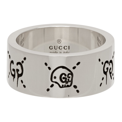 Shop Gucci Silver 'ghost' Ring In 0701 Argento Aureco