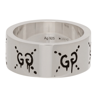 Shop Gucci Silver 'ghost' Ring In 0701 Argento Aureco