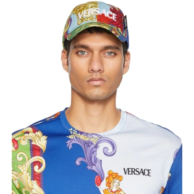 Shop Versace Multicolor Medusa Renaissance Cap In 5u020 Aop