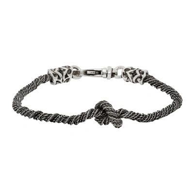 Shop Emanuele Bicocchi Knotted Rope Bracelet In Silver