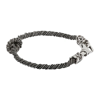 Shop Emanuele Bicocchi Knotted Rope Bracelet In Silver