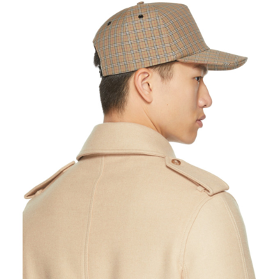 Shop Burberry Micro Check Cap In Archive Beige