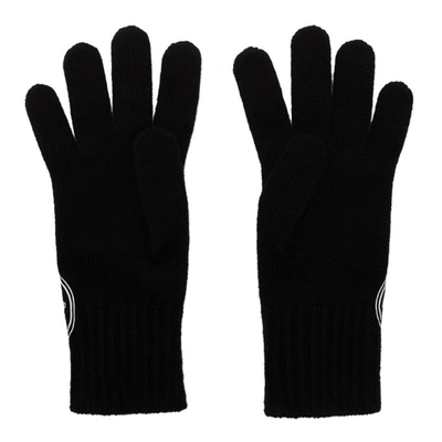 Shop Burberry Black Cashmere Logo Graphic Gloves
