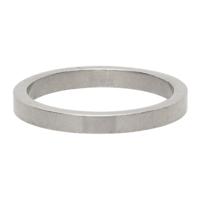 Shop Maison Margiela Silver Polished Logo Ring In 951 Silver