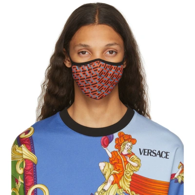 Shop Versace Red & Blue Logo Face Mask In 5u180 Navy