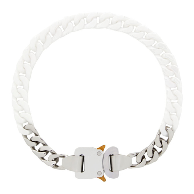 Shop Alyx Silver & White Ceramic Buckle Chain Necklace In Whitewth0001