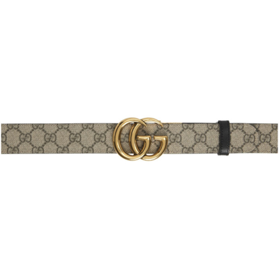 Shop Gucci Reversible Black & Brown Gg Marmont Belt In 9769 Be Ebony/nero