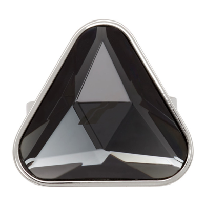 Shop We11 Done Black Crystal Triangle Cut Ring