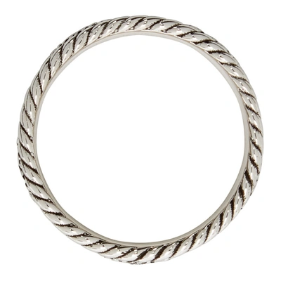 Shop Gucci Silver Textured Double G Ring In 0701 Argento Aureco
