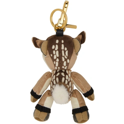 Shop Burberry Brown Deer Costume Thomas Bear Keychain In Archive Beige