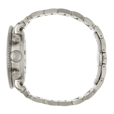Shop Shinola Silver Runwell Sport Chronograph 'the White Hurricane' 48 Mm Watch In Titanium