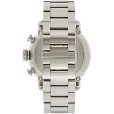 Shop Shinola Silver Runwell Sport Chronograph 'the White Hurricane' 48 Mm Watch In Titanium