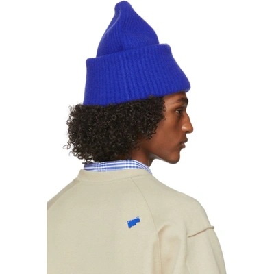 Ader Error Logo-patch Wool-blend Beanie In Blue