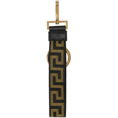 Shop Versace Yellow & Gold Greca Keychain In 2b15v Brown