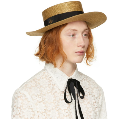 Gucci Gold & Black Lamé Papier Hat In 8060 Dore Noir | ModeSens