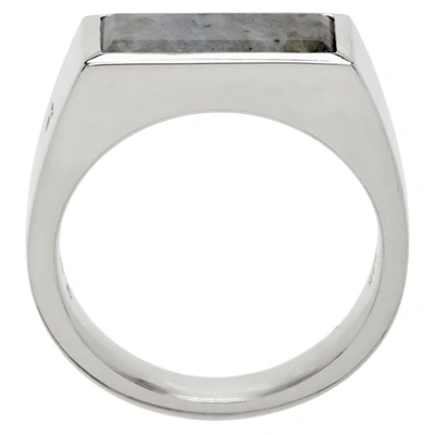 Shop Tom Wood Silver & Black Larvikite Peaky Ring