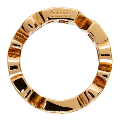 Shop Versace Logo Ring In 3j000 Gold