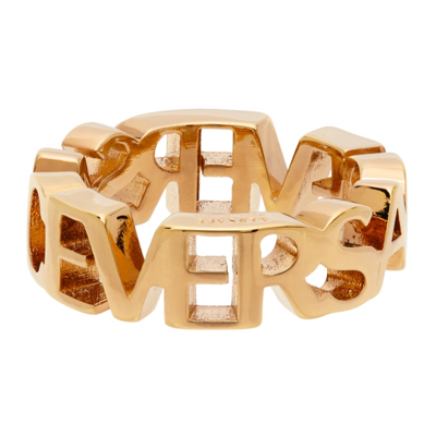 Shop Versace Logo Ring In 3j000 Gold