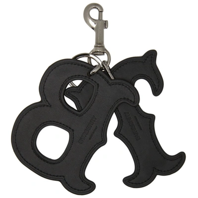 Shop Burberry Black Two-piece Leather Keychain