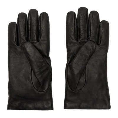 Shop Versace Black 'la Medusa' Leather Gloves In 1b00e Black