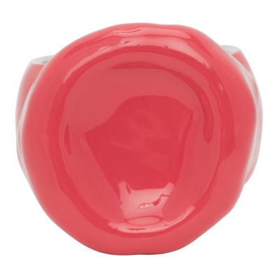 Shop Bottega Veneta Pink Enamel Stamp Ring In 6600 Lollipop