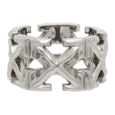Shop Off-white Silver Melted Arrows Ring