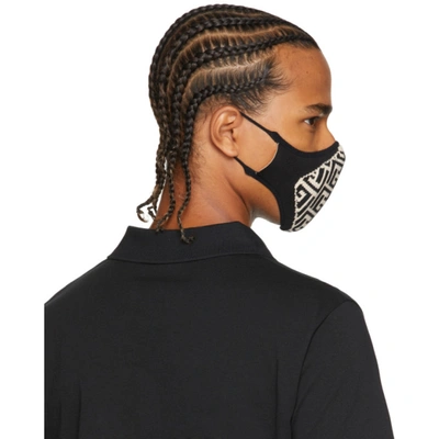 Shop Balmain Black & Off-white Monogram Face Mask In Edk Noir/ivoire