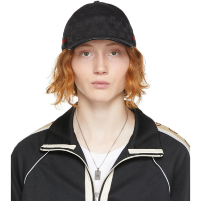 GUCCI Leather-trimmed cotton-blend canvas-jacquard baseball cap