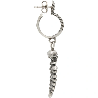 Shop Emanuele Bicocchi Silver Small Skull & Feather Earring