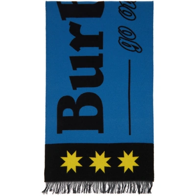 Shop Burberry Blue Jacquard Logo Scarf In Mid Blue