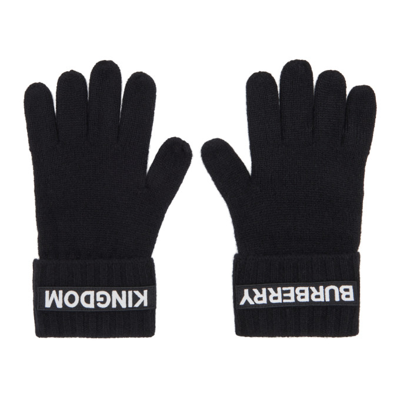 Shop Burberry Black Cashmere Logo & 'kingdom' Gloves