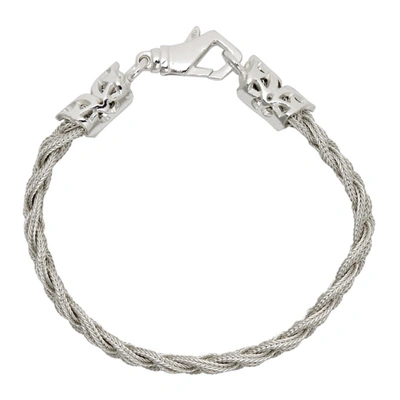 Shop Emanuele Bicocchi Ice Flat Braided Bracelet In White