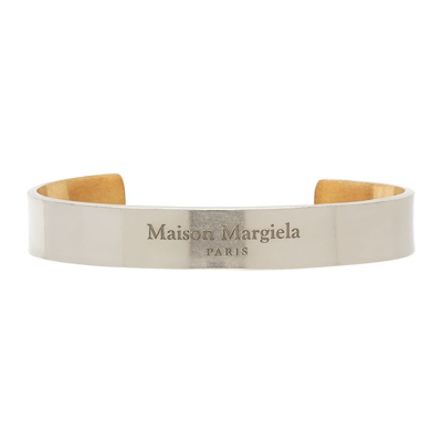 Shop Maison Margiela Silver Semi-polished Bracelet In 961 Silver