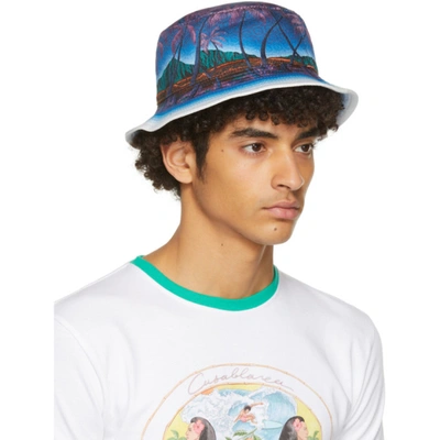Shop Casablanca Blue Beach Bucket Hat In Nuit A Maui