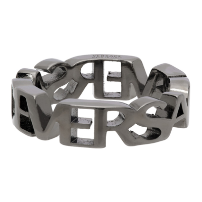Versace Logo Letter Ring In Silver | ModeSens