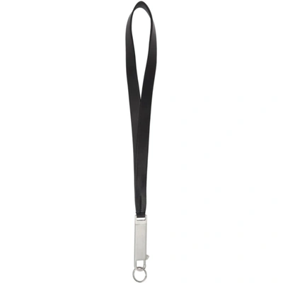 Shop Rick Owens Black Leather Large Neck Hook Keychain In 09 Black