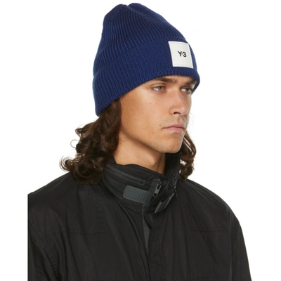 Shop Y-3 Navy Merino Wool Beanie In Victorblu