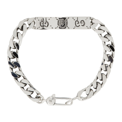 Gucci - Men - Guccighost Engraved Sterling Silver ID Bracelet Silver - 18